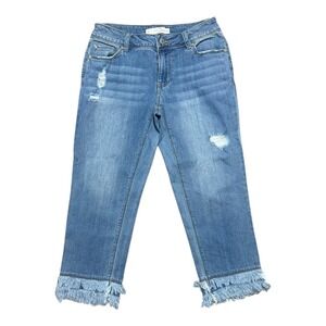 EST 1946 Denim Mid Rise Distressed Frayed Hem Cropped Jeans Womens Size 2